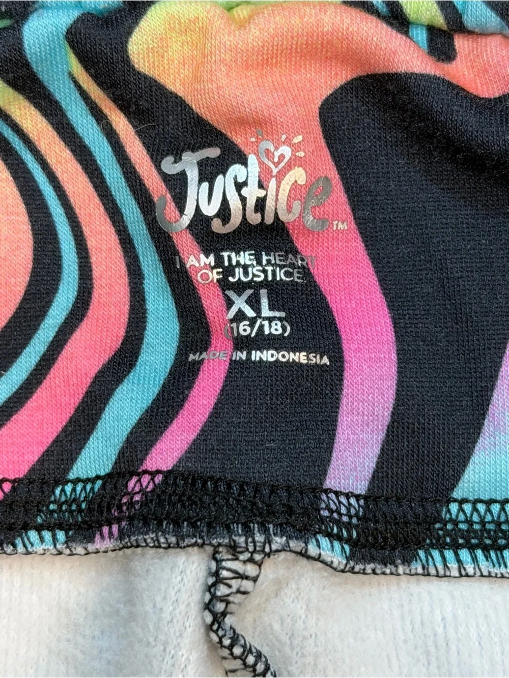Justice Girls Cozy Lined Swirl Drip Print Leggings Black Blue Pink XL 16/18